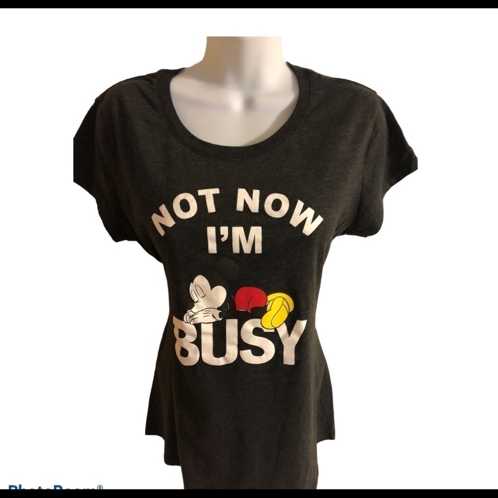 Disney Tee Not Now I’m Busy Mickey Mouse Black Size XXL Graphic Novelty Shirt